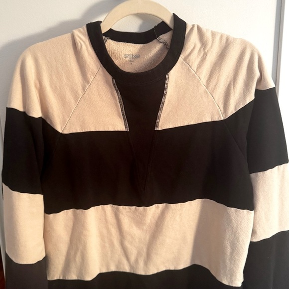 SPLITS 59 cream and black striped Jill French terry sweatshirt - Picture 4 of 6